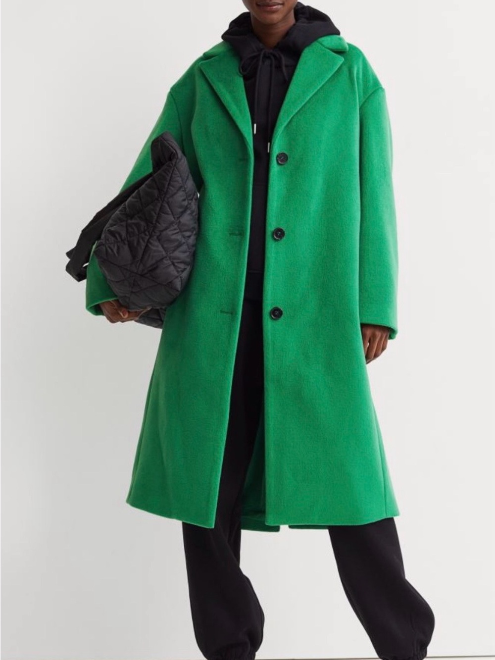 Green Long Wool-Blend Coat H&M